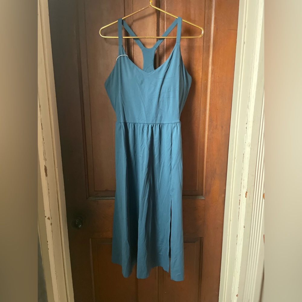 Blue Sleeveless V-Neck Midi Dress
